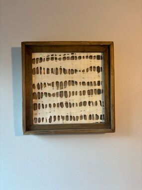 Anthropologie Textured Lattice Framed Wall Art - Neutral Modern Design